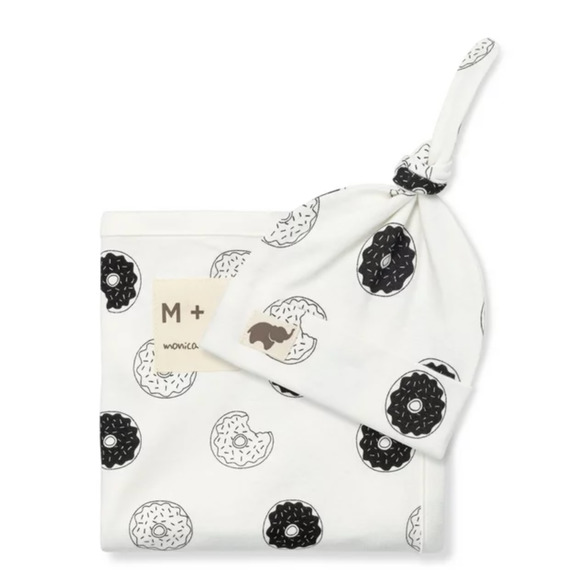 M+A by Monica + Andy Baby First Hello Cuddle Box Blanket + Cap Organic Gift Set - Picture 1 of 5